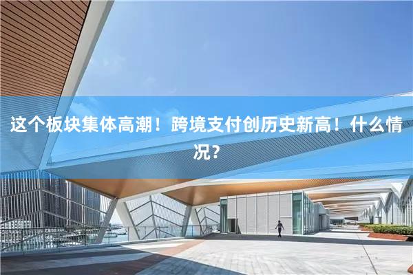 这个板块集体高潮！跨境支付创历史新高！什么情况？