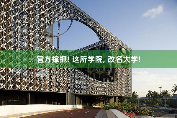 官方撑抓! 这所学院, 改名大学!
