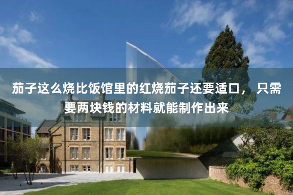 茄子这么烧比饭馆里的红烧茄子还要适口， 只需要两块钱的材料就能制作出来